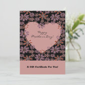 Bloem Hart Gelukkig Moederdag Cadeaubon (Staand voorkant)