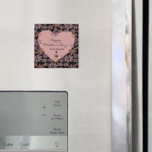 Bloem Hart Gelukkige Moederdag Logo Sociaal Magneet