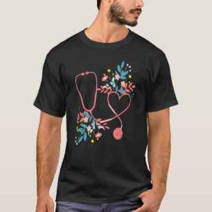 Bloem Hart Scrubs Liefde Verpleging Geregistreerd T-shirt