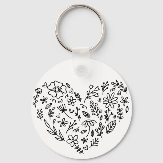 Bloem Hart sleutelhanger, Bloem, Wilde bloemen Bot Sleutelhanger (Voorkant)