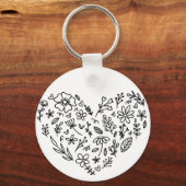 Bloem Hart sleutelhanger, Bloem, Wilde bloemen Bot Sleutelhanger (Voorkant)