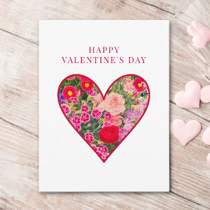 Bloem Hart Valentijnsdag, Roze Bloemen Bloemen Feestdagenkaart