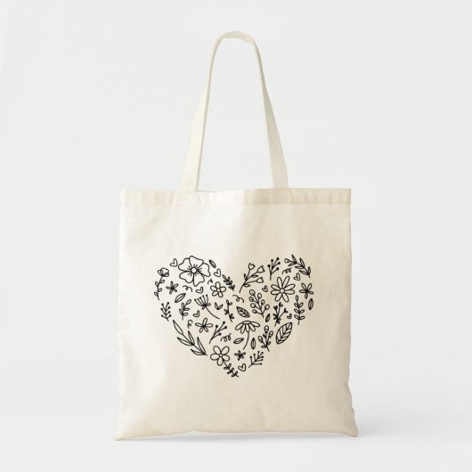 Bloem Hart . Wilde Bloemen Botanisch Tote Bag (Voorkant)