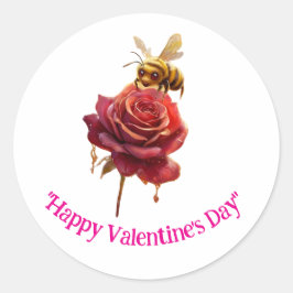 Bloem & honing Happy Valentijnsdag aanpasbaar Ronde Sticker