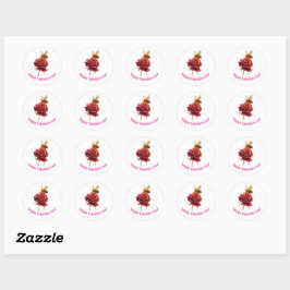 Bloem & honing Happy Valentijnsdag aanpasbaar Ronde Sticker