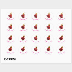 Bloem & honing Happy Valentijnsdag aanpasbaar Ronde Sticker