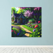 Bloem huisje drie canvas afdruk (Insitu (Houten vloer))