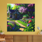 Bloem huisje drie canvas afdruk (Insitu (Woonkamer))