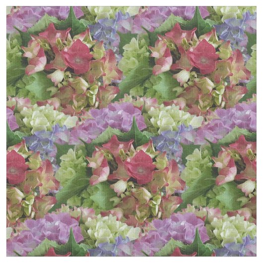 Bloem Hydrangea Blue Pink Cute Pattern Sjabloon Stof (Close Up)