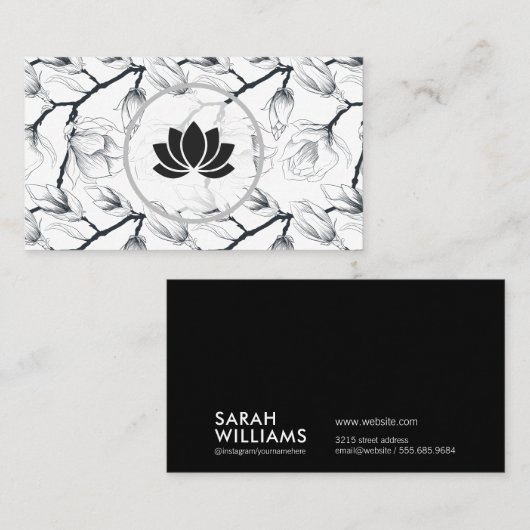 Bloem Icoon met Natuurlijke Bloemtakken Visitekaartje (Voorkant / Achterkant)