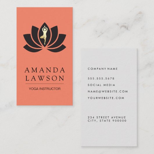 Bloem Icoon Yoga Houding Visitekaartje (Voorkant / Achterkant)