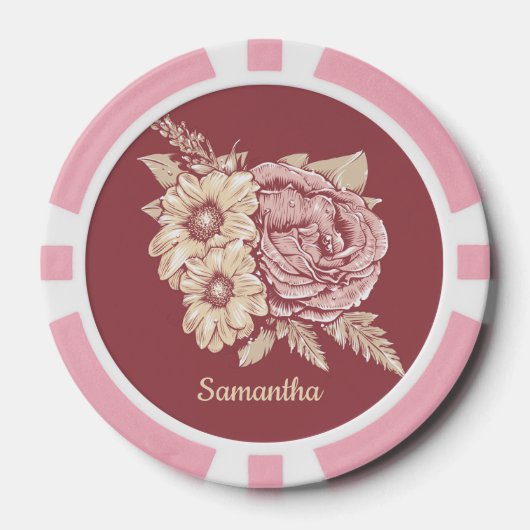 Bloem Illustratie aangepaste naam poker chips (Voorkant)