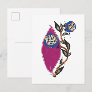 Bloem illustratie in stencil print stijl briefkaart