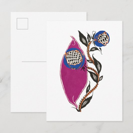 Bloem illustratie in stencil print stijl briefkaart (Voorkant / Achterkant)