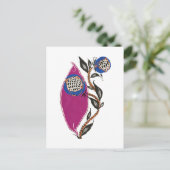 Bloem illustratie in stencil print stijl briefkaart (Staand voorkant)