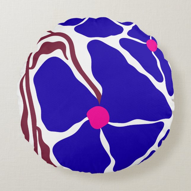 Bloem Illustratie Kunstwerk Rond Kussen (Voorkant)