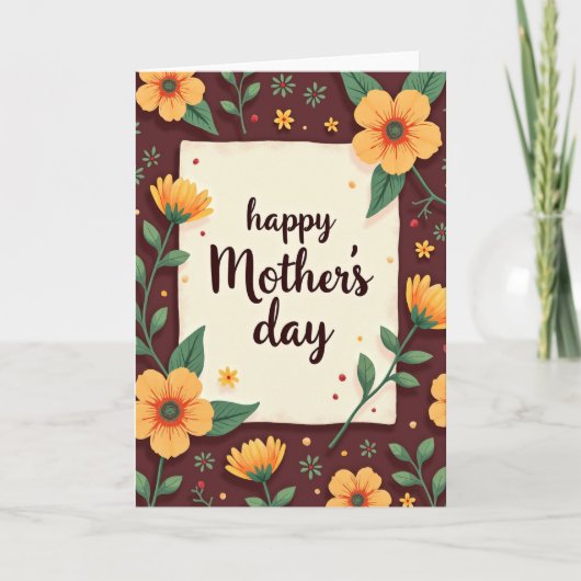 Bloem Illustratie Moeders Dag Kaart (Voorkant)