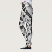 Bloem Illustratie ontwerp zwart-wit Leggings (Links)