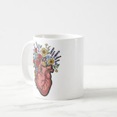 Bloem Illustratie van Anatomisch Hart Koffiemok (Voorkant links)