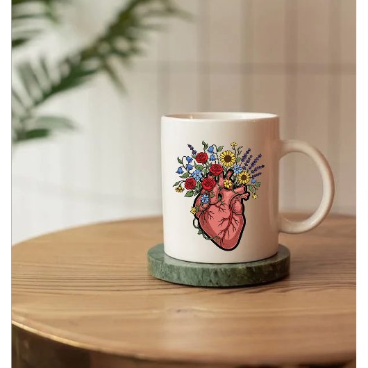 Bloem Illustratie van Anatomisch Hart Koffiemok