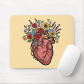 Bloem Illustratie van Anatomisch Hart Muismat (Met muis)
