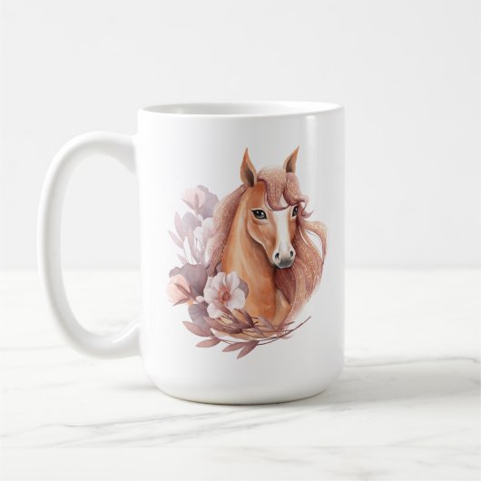 Bloem Illustratie van Paard Koffiemok (Links)