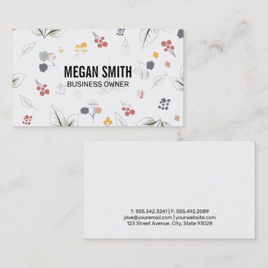 Bloem | Illustratieve bloemen Visitekaartje (Voorkant / Achterkant)