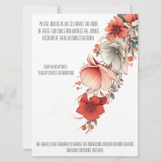 Bloem Illustratieve Deco Uitnodiging (Achterkant)