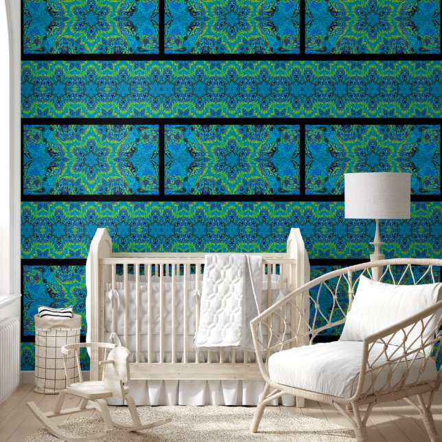 Bloem in blauw behang (Kinderen)