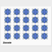 Bloem in blauw Geïnspireerd op Portugees Azulejos Vierkante Sticker (Vel)