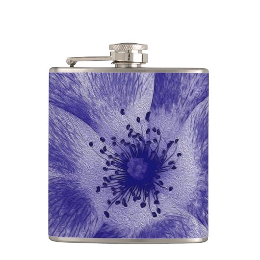 Bloem in blauw heupfles (Voorkant)