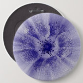 Bloem in blauw ronde button 6,0 cm (Voorkant /achterkant)