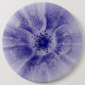 Bloem in blauw ronde button 6,0 cm (Voorkant)