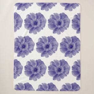 Bloem in blauw sherpa deken