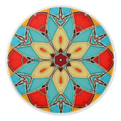 Bloem in de glazen vormen van sinamel - Turquoise Keramische Knop (Voorkant)