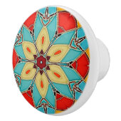 Bloem in de glazen vormen van sinamel - Turquoise Keramische Knop (Rechts)