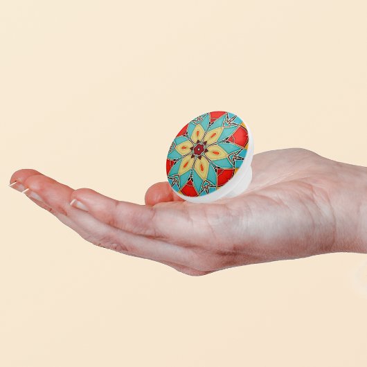 Bloem in de glazen vormen van sinamel - Turquoise Keramische Knop