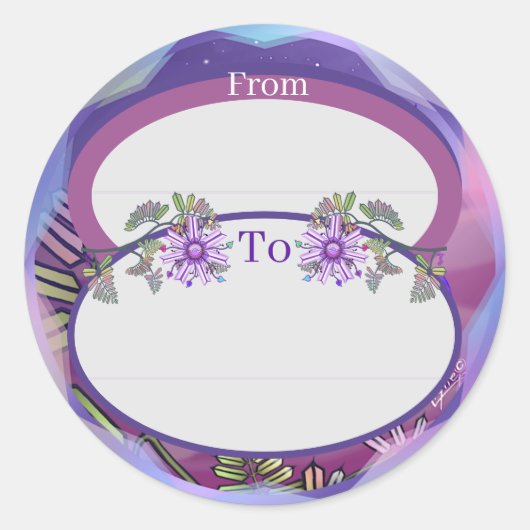 Bloem in de klassieke woestijn-ronde sticker (Voorkant)