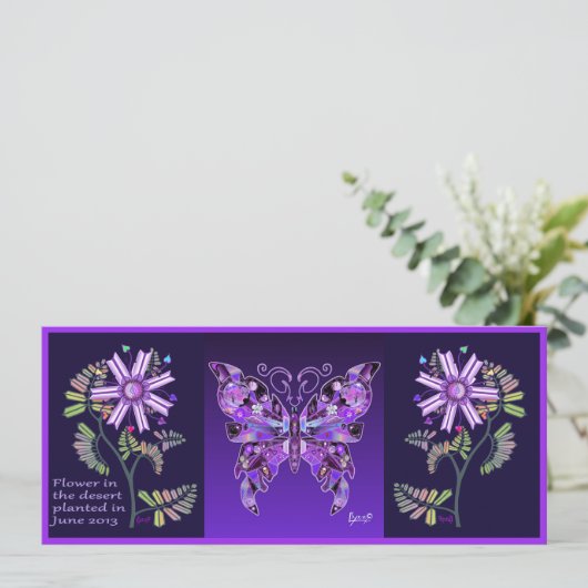 Bloem in de woestijn en P Butterfly 31-kaart Aankondiging (Staand voorkant)
