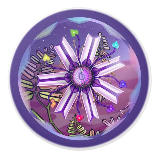 Bloem in de woestijn keramische knop (Voorkant)