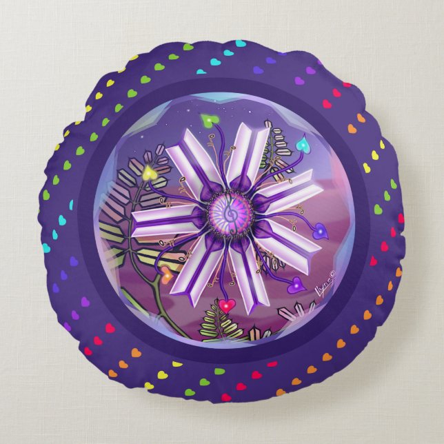 Bloem in de woestijn rond kussen (Voorkant)