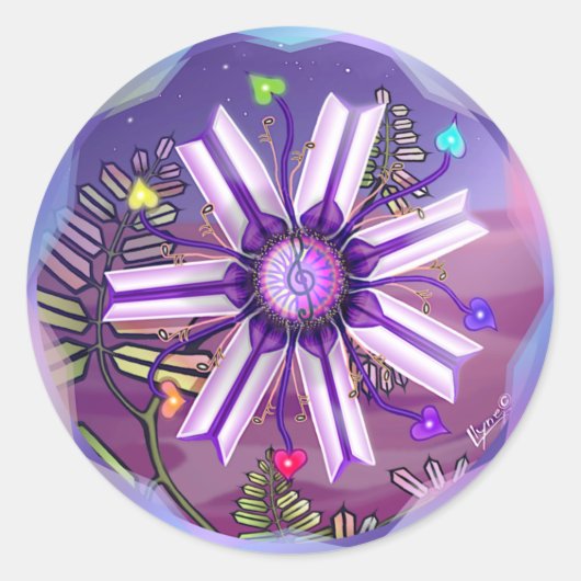 Bloem in de woestijn ronde sticker (Voorkant)