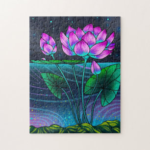 bloem in een donkere nacht legpuzzel