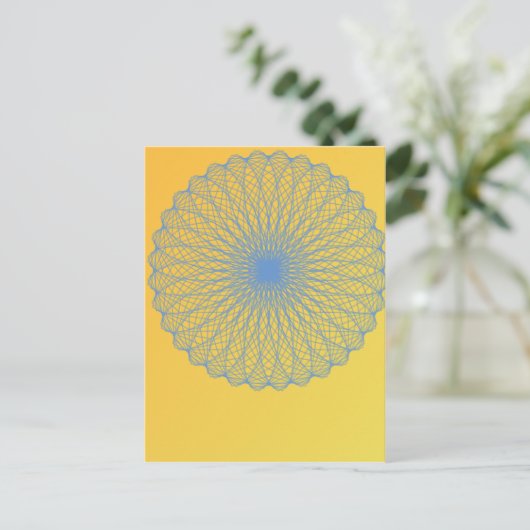 bloem in geel 482 abstracte kunst briefkaart (Staand voorkant)