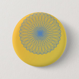 Bloem in geel 482 abstracte kunst ronde button 5,7 cm