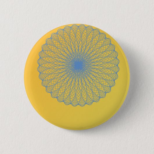 Bloem in geel 482 abstracte kunst ronde button 5,7 cm (Voorkant)