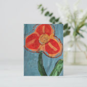 Bloem in gemengde media briefkaart (Staand voorkant)