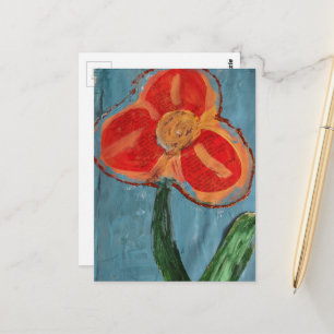 Bloem in gemengde media briefkaart