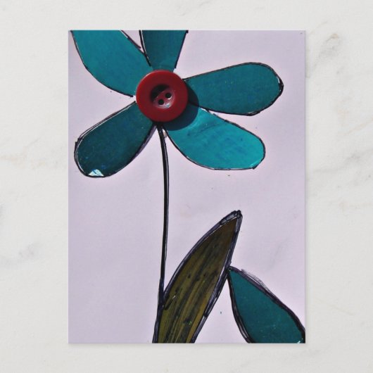 Bloem in gemengde techniek briefkaart (Voorkant)