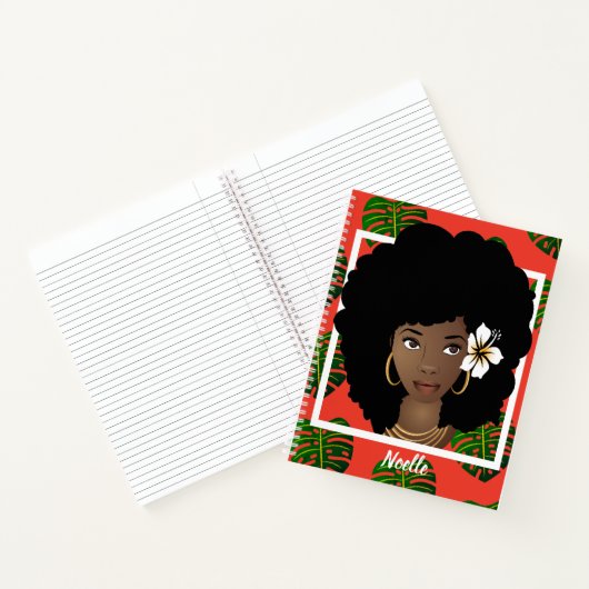 Bloem in Haar Haar Haar, Tropisch Rood Notitieboek (Binnen)